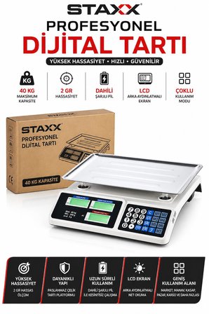40 KG Dijital Terazi | 2 Gr Hassasiyet | Şarjlı LCD Elektronik Market Manav Kasap Pazarcı Tartısı