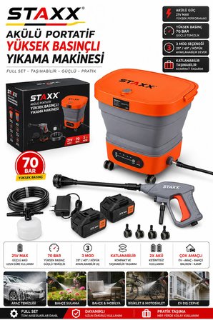 Kömürsüz BL Motor x2 Akülü Yüksek Basınçlı Oto Araç Bahçe Yıkama Akülü İlaçlama Tabancası Kovalı Set