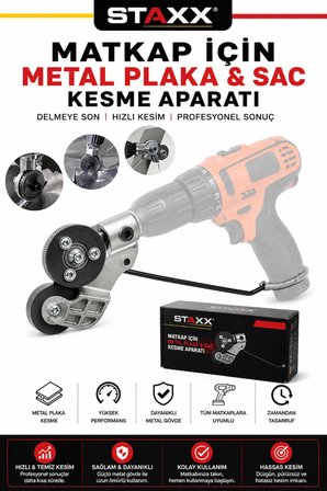 Matkap İçin Metal Plaka & Sac Kesme Aparatı Sac Makası Tüm Elektrikli ve Şarjlı Matkaplara Uyumlu