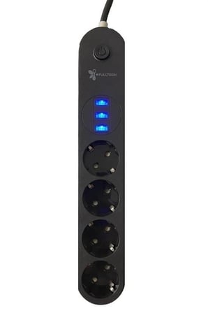 4lü Siyah Anahtarlı 3 USB Li Akım Korumalı Topraklı Çocuk Korumalı Grup Priz 2 Metre