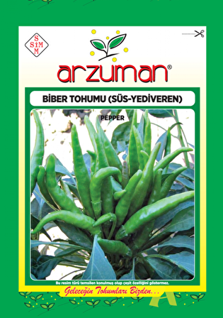 SÜS YEDİVEREN YUKARIBAKAN BİBER TOHUMU 5 GR ORT 600 AD TOHUM