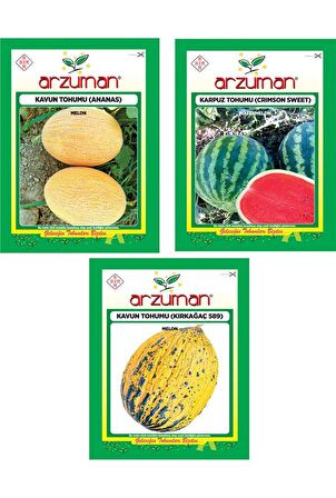 ANANAS KAVUN - CRİMSON SWEET KARPUZ - KIRKAĞAÇ 589 KAVUN 3'LÜ TOHUM SETİ