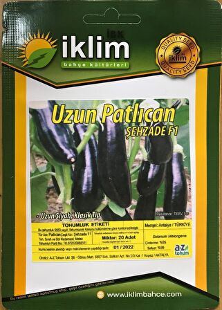 Patlıcan Tohumu Hibrit A-Z-61 F1 KLASİK PATLICAN - 20 Adet Tohumluk