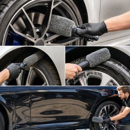 Mikrofiber Jant Temizleme Fırçası Yumuşak Çizmez Saplı Araba Motosiklet Lastik Yıkama Bakım Süngeri