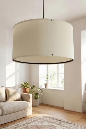 Bej Kumaş Başlıklı Sarkıt Avize 35 CM