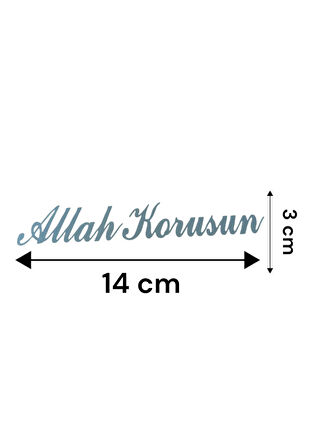 Allah Korusun Yazılı Oto Sticker Gri 14x3cm