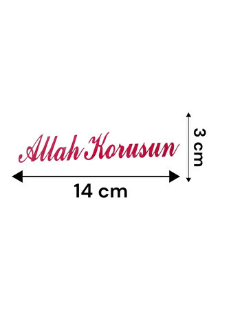 Allah Korusun Yazılı Oto Sticker Kırmızı 14x3cm