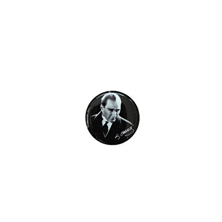 K.Atatürk Silüetli İmzalı Yuvarlak Etiket Damla Sticker Siyah 3cm