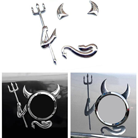 3D Bagaj Logosu Arma Dışı Küçük Şeytan Etiketi Sticker Krom
