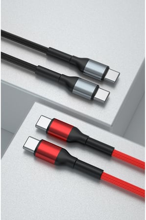 60W PD 3A Type-C to Type-C Naylon Örgülü Hızlı Şarj ve Data Kablosu