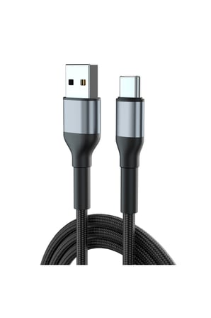 USB-A to Type-C Örgülü Hızlı Şarj ve Data Kablosu