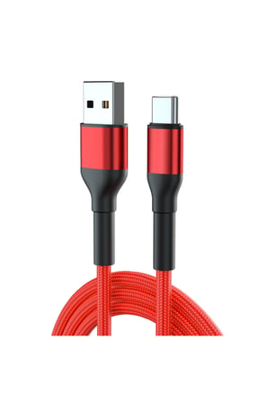 USB-A to Type-C Örgülü Hızlı Şarj ve Data Kablosu