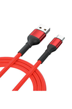 USB-A to Type-C Örgülü Hızlı Şarj ve Data Kablosu