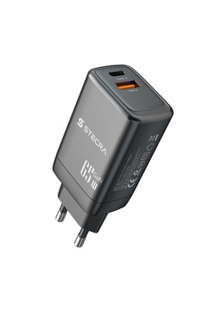 65W GaN PD Hızlı Şarj Adaptörü USB-C ve USB-A Çift Çıkışlı Telefon Tablet Laptop Uyumlu