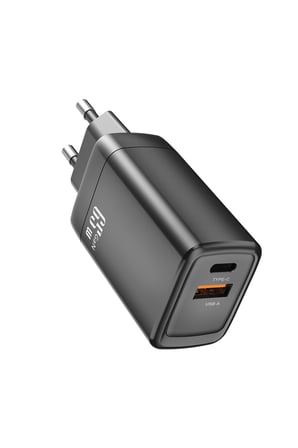 65W GaN PD Hızlı Şarj Adaptörü USB-C ve USB-A Çift Çıkışlı Telefon Tablet Laptop Uyumlu