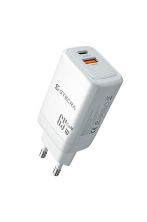 65W GaN PD Hızlı Şarj Adaptörü USB-C ve USB-A Çift Çıkışlı Telefon Tablet Laptop Uyumlu