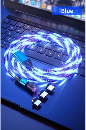 A03M05 540° Döner Manyetik Hızllı Şarj ve Data Kablosu 3A LED Işıklı Type-C, iOS , Micro USB