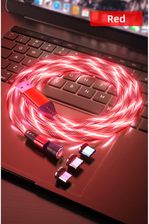 A03M05 540° Döner Manyetik Hızllı Şarj ve Data Kablosu 3A LED Işıklı Type-C, iOS , Micro USB