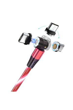 A03M05 540° Döner Manyetik Hızllı Şarj ve Data Kablosu 3A LED Işıklı Type-C, iOS , Micro USB