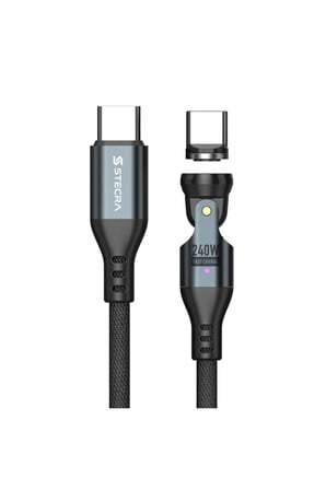 240W 9 Pin 540° Döner 3 Uçlu Manyetik Hızlı Şarj ve Data Kablosu Type-C Micro USB Lightning
