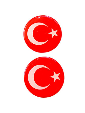 Türk Bayrağı Yuvarlak Etiket Damla Sticker 4.5cm 2' Li