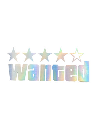 Wanted Yazılı Hologram Efektli Cam Stickeri 20x9cm