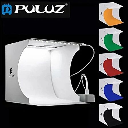 YENİLZD PULUZ 2x20 LED Işıklı 6 Fonlu Fotoğraf Çekim Çadırı (20x20 cm)