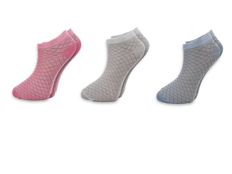 Stocalze Kadın Patik Çorap Pamuklu Terletmez Geometrik Desenli Pembe Beyaz Mavi 35-39