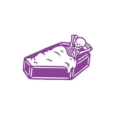 Tabutta Uyuyan İskelet Araba Stickeri 17x17 Cm Mor