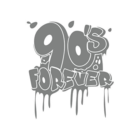 90's Forever Araba Sticker 17x17 Cm Gri
