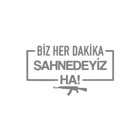 Biz Her Dakika Sahnedeyiz Ha! Araba Sticker 17x17 Cm Gri