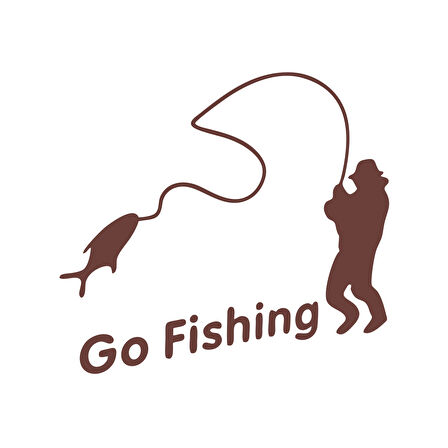 Go Fishing Araba Sticker 17x17 Cm Kahverengi