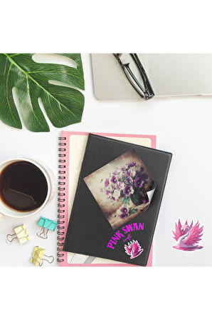 Mor Temalı Çiçekler Vintage 12 Adet Scrapbook Bullet Journal Mat Planlayıcı Sticker Etiket Seti