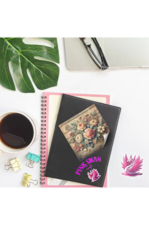 Rustik Ahşapta Çiçekler Vintage 12 Adet Scrapbook Bullet Journal Mat Planlayıcı Sticker Etiket Seti
