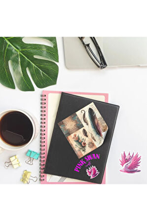 Renkli Tüyler Temalı Vintage 12 Adet Scrapbook Bullet Journal Mat Planlayıcı Sticker Etiket Seti