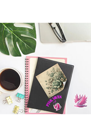 Yeşil Adaçayı Temalı Vintage 12 Adet Scrapbook Bullet Journal Mat Planlayıcı Sticker Etiket Seti