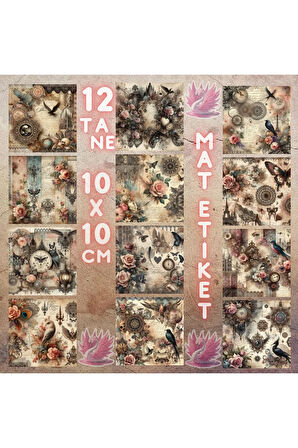 Dantelli Gothic Temalı Vintage 12 Adet Scrapbook Bullet Journal Mat Planlayıcı Sticker Etiket Seti