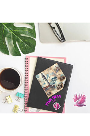 Deniz Fenerleri Vintage 12 Adet Scrapbook Bullet Journal Mat Planlayıcı Sticker Etiket Seti