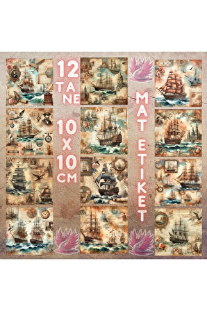 Eski Gemiler Vintage 12 Adet Scrapbook Bullet Journal Mat Planlayıcı Sticker Etiket Seti