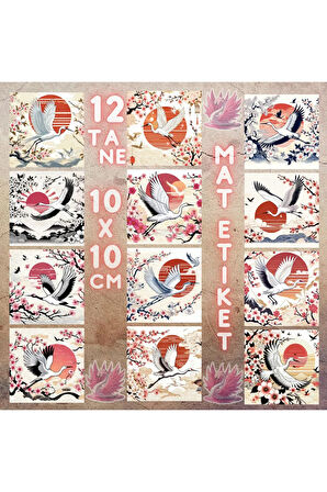 Japon Uçan Turnalar Vintage 12 Adet Scrapbook Bullet Journal Mat Planlayıcı Sticker Etiket Seti