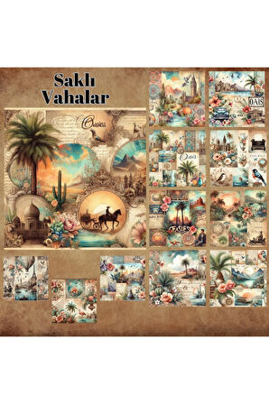 Fantastik Vahalar Vintage 12 Adet Scrapbook Bullet Journal Mat Planlayıcı Sticker Etiket Seti