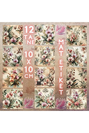 Orkideler Vintage 12 Adet Scrapbook Bullet Journal Mat Planlayıcı Sticker Etiket Seti