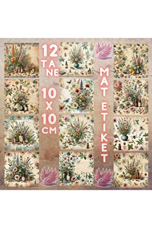 Şifalı Otlar Ve Ilaç Şişeleri Vintage 12 Adet Scrapbook Bullet Journal Mat Plan Sticker Etiket Seti