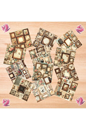 Ahşap Çerçeveler Kolaj Vintage 12 Adet Scrapbook Bullet Journal Mat Planlayıcı Sticker Etiket Seti