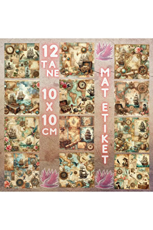 Eski Hazine Haritaları Vintage 12 Adet Scrapbook Bullet Journal Mat Planlayıcı Sticker Etiket Seti