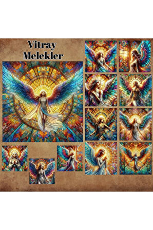 Vitray Melekler Vintage 12 Adet Scrapbook Bullet Journal Mat Planlayıcı Sticker Etiket Seti