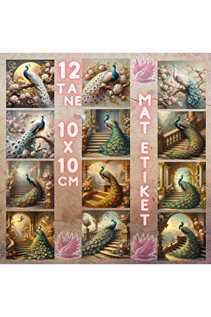 Fantastik Tavuşkuşları Vintage 12 Adet Scrapbook Bullet Journal Mat Planlayıcı Sticker Etiket Seti