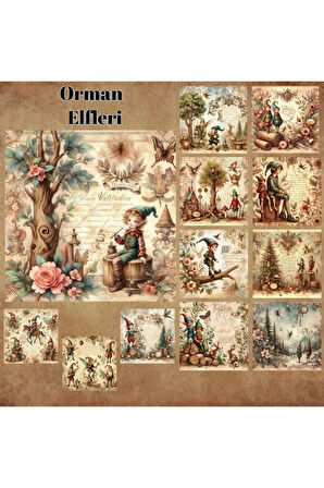 Orman Elfleri Vintage 12 Adet Scrapbook Bullet Journal Mat Planlayıcı Sticker Etiket Seti