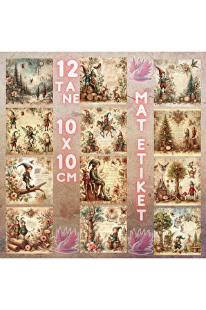 Orman Elfleri Vintage 12 Adet Scrapbook Bullet Journal Mat Planlayıcı Sticker Etiket Seti