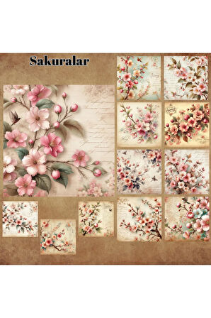 Sakuralar Vintage 12 Adet Scrapbook Bullet Journal Mat Planlayıcı Sticker Etiket Seti